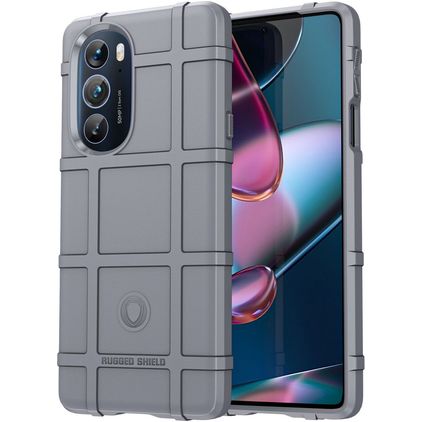 Mobigear Rugged Shield Motorola Edge X30 Hülle Flexibles TPU Backcover Stoßfest - Grau