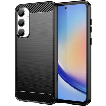 Mobigear Brushed Slim Samsung Galaxy A35 Hülle Flexibles TPU Backcover - Schwarz