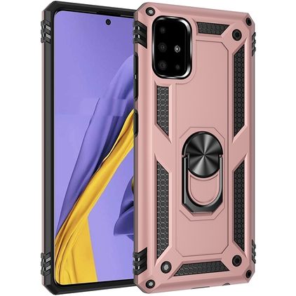 Mobigear Armor Ring Samsung Galaxy A51 Hülle Hardcase Backcover Stoßfest mit Ringhalter - Roségold