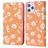 Mobigear Daisies iPhone 12 Pro Max Hülle Klapphülle Geldbörse - Orange