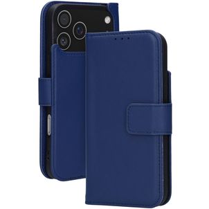 Mobiparts Wallet iPhone 17 Pro Max MagSafe Hülle Echtes Leder Klapphülle Geldbörse - Blau