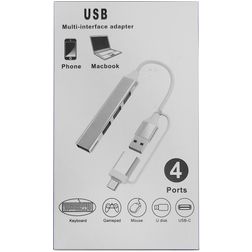 Xccess 4 USB Hub USB-A / USB-C auf USB-A Hub 0.1 Meter - Grau