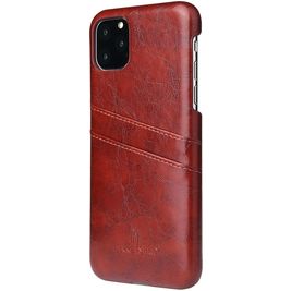 Fierre Shann Premium Card iPhone 11 Hülle Backcover mit Kartenhalter - Braun