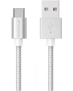 Mobigear Nylon USB-A auf USB-C Kabel 1 m - Weiß