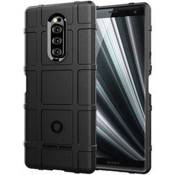 Mobigear Rugged Shield Sony Xperia 1 Hülle Flexibles TPU Backcover Stoßfest - Schwarz