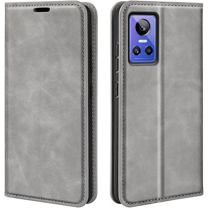 Mobigear Retro Slim Realme GT Neo 3 Hülle Klapphülle Geldbörse - Grau