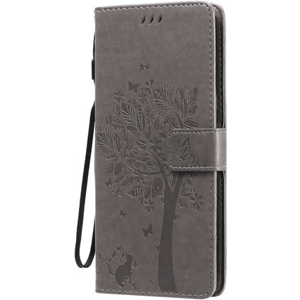 Mobigear Tree LG V60 ThinQ Hülle Klapphülle Geldbörse - Grau