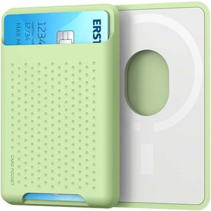 Mobigear Pocket Silikon Kartenetui - 2 Karten - MagSafe Kompatibel - Grün