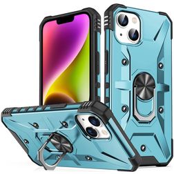 Mobigear Armor Ring iPhone 14 Plus Hülle Hardcase Backcover Stoßfest mit Ringhalter - Blau