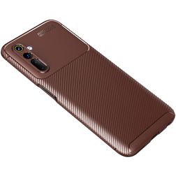 Mobigear Racing Realme 6 Hülle Flexibles TPU Backcover - Braun
