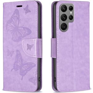 Mobigear Butterfly Samsung Galaxy S24 Ultra Hülle Klapphülle Geldbörse - Lila