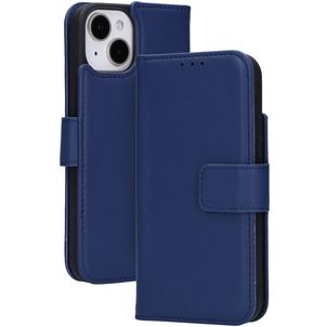 Mobiparts Wallet iPhone 15 MagSafe Hülle Echtes Leder Klapphülle Geldbörse - Blau