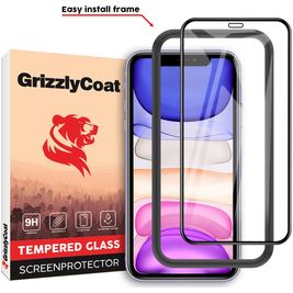 GrizzlyCoat Easy Fit iPhone 11 Panzerglas Gehärtetes Glas Displayschutz - Hüllenfreundlich + Applikator - Schwarz