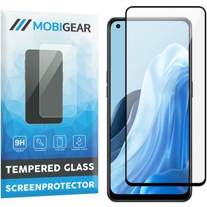 Mobigear Premium OPPO Reno 8 Lite Panzerglas Gehärtetes Glas Displayschutz - Hüllenfreundlich - Schwarz