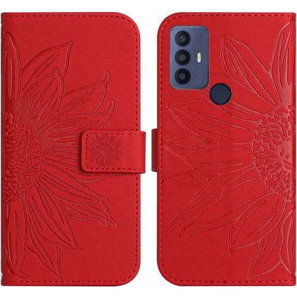 Mobigear Sunflower TCL 30E Hülle Klapphülle Geldbörse - Rot