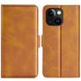 Mobigear Slim Magnet iPhone 15 Hülle Klapphülle Geldbörse - Cognac