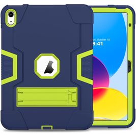 Mobigear ShieldStand iPad 10 (2022) Hülle Kunststoff,Silikon Backcover + Ständer - Grün / Marineblau