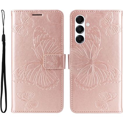 Mobigear Butterfly Samsung Galaxy A26 Hülle Klapphülle Geldbörse - Roségold