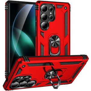 Mobigear Armor ring Samsung Galaxy S25 Ultra Hülle Hardcase Backcover Stoßfest mit Ringhalter - Rot