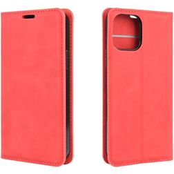 Mobigear Retro Slim iPhone 12 Hülle Klapphülle Geldbörse - Rot