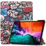 Mobigear Tri-Fold Gel iPad Pro 12.9 Zoll (2021) Hülle TPU,Kunstleder Klapphülle + Stifthalter - Graffiti