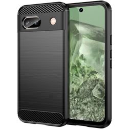 Mobigear Brushed Slim Google Pixel 8a Hülle Flexibles TPU Backcover - Schwarz