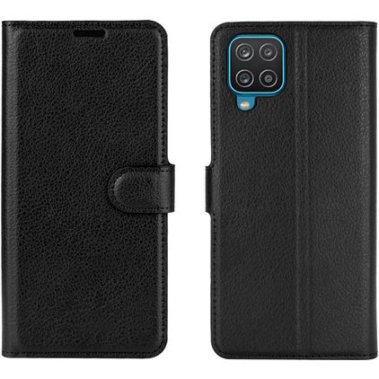Mobigear Classic Samsung Galaxy A12 Hülle Klapphülle Geldbörse - Schwarz