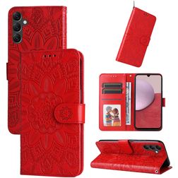 Mobigear Sunflower Samsung Galaxy A14 Hülle Klapphülle Geldbörse - Rot