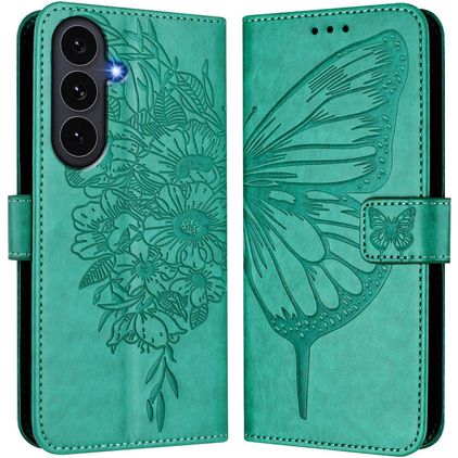 Mobigear Butterfly Samsung Galaxy S26 FE Hülle Klapphülle Geldbörse - Grün