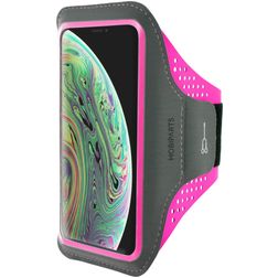 Mobiparts Comfort Fit Handyhalterung Joggen iPhone X Sporthülle Neopren Sportarmband - Neon Pink
