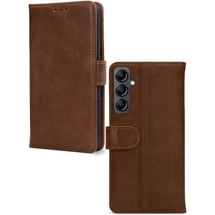 Mobilize Wallet Samsung Galaxy A15 Hülle Echtes Leder Klapphülle Geldbörse - Braun