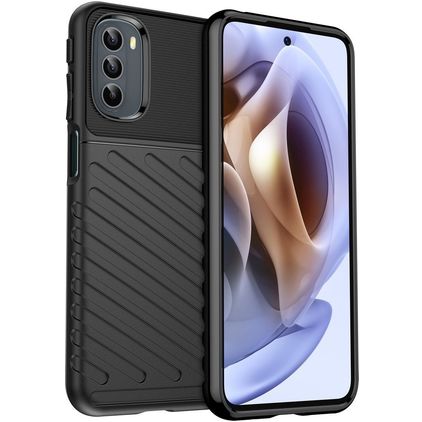 Mobigear Groove Motorola Moto G41 Hülle Flexibles TPU Backcover - Schwarz