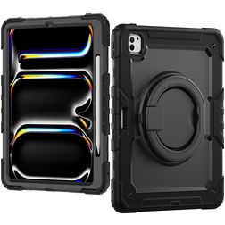 Mobilize Rotating Defender iPad Pro 13 Zoll (2025) Hülle Kunststoff,Silikon Backcover + Schulterträger + Ständer - Schwarz