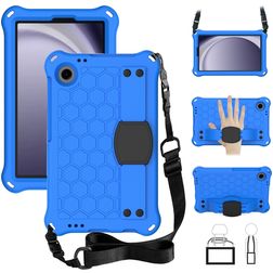 Mobigear HexStrap Samsung Galaxy Tab A9 (2023) Hülle EVA Schaum Backcover + Schulterträger - Blau