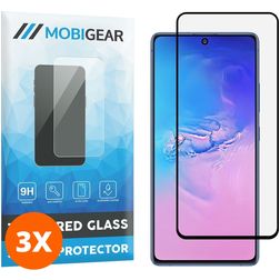 Mobigear Curved Samsung Galaxy S10 Lite Panzerglas Gehärtetes Glas Displayschutz - Hüllenfreundlich - Schwarz (3er Pack)