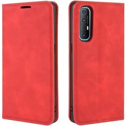 Mobigear Retro Slim OPPO Reno 3 Pro Hülle Klapphülle Geldbörse - Rot