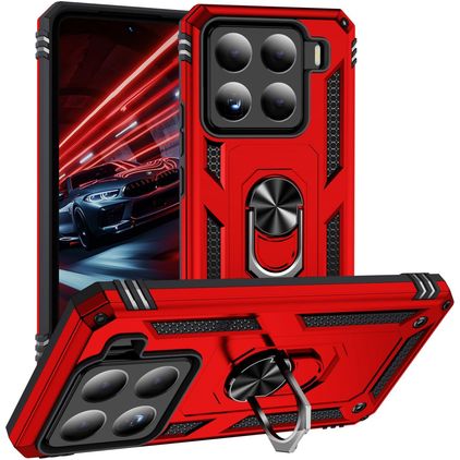 Mobigear Armor ring Xiaomi 15 Hardcase Backcover Shockproof mit Ringhalter - Rot