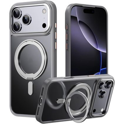 Mobigear Frosted Mag iPhone 17 Pro Max MagSafe Hülle Hardcase Backcover mit Ständer - Grau