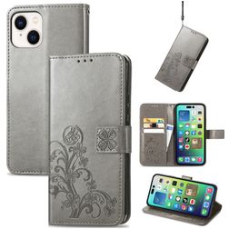 Mobigear Clover iPhone 15 Plus Hülle Klapphülle Geldbörse - Grau