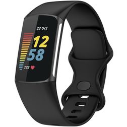 Mobigear Sport Dual Silikon Fitbit Charge 5 Armband Pin-and-Tuck-Verschluss - Schwarz