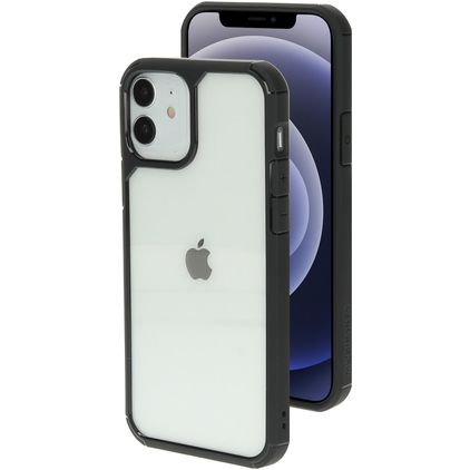 Mobiparts Rugged Clear iPhone 12 Hülle Hardcase Backcover Stoßfest - Transparent / Schwarz