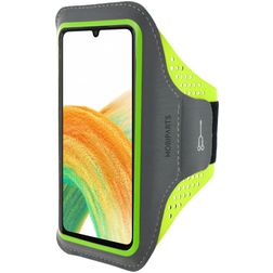 Mobiparts Comfort Fit Handyhalterung Joggen Samsung Galaxy A33 Sporthülle Neopren Sportarmband - Neon Green