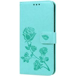 Mobigear Roses Samsung Galaxy A10 Hülle Klapphülle Geldbörse - Türkis