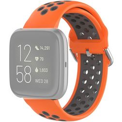 Mobigear Sport Plus Buckle Silikon Fitbit Versa 2 Armband Dornschließe - Orange / Grau