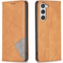 Mobigear Rhombus Slim Samsung Galaxy S25 Hülle Klapphülle - Cognac