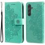 Mobigear Flowers Samsung Galaxy A55 Hülle Klapphülle Geldbörse - Grün