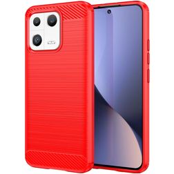 Mobigear Brushed Slim Xiaomi 13 Hülle Flexibles TPU Backcover - Rot