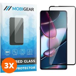 Mobigear Premium Motorola Edge X30 Panzerglas Gehärtetes Glas Displayschutz - Hüllenfreundlich - Schwarz (3er Pack)