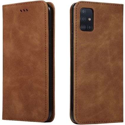 Mobigear Retro Slim Samsung Galaxy A71 Hülle Klapphülle Geldbörse - Braun