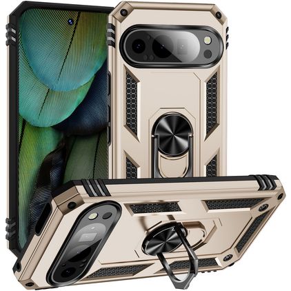 Mobigear Armor Ring Google Pixel 9 Hülle Hardcase Backcover Stoßfest mit Ringhalter - Gold